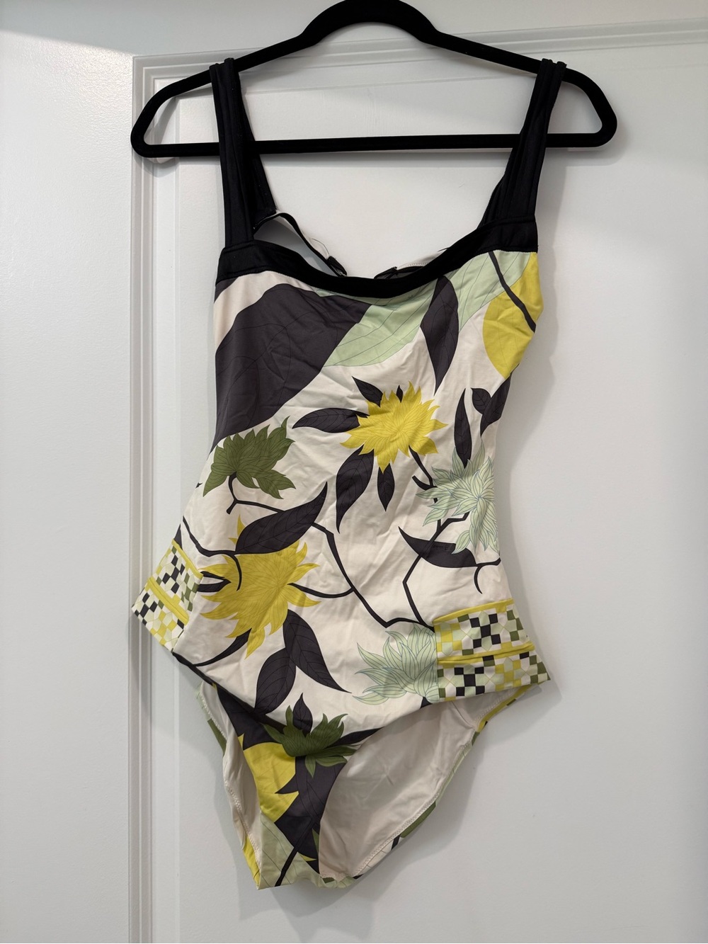 Emilio Pucci Black, Yellow & Cream Floral One-Piece Swimsuit size 44